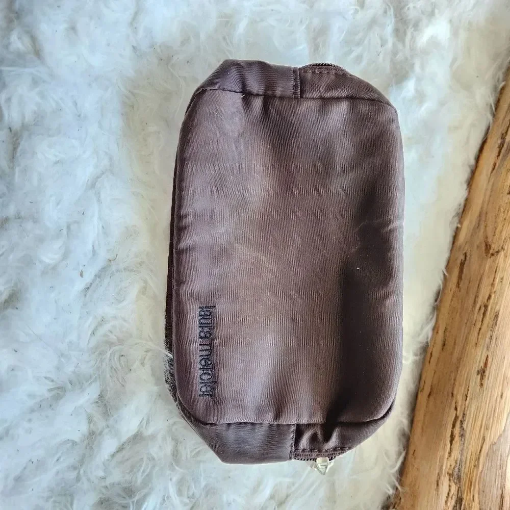 Laura Mercier small brown cosmetic pouch